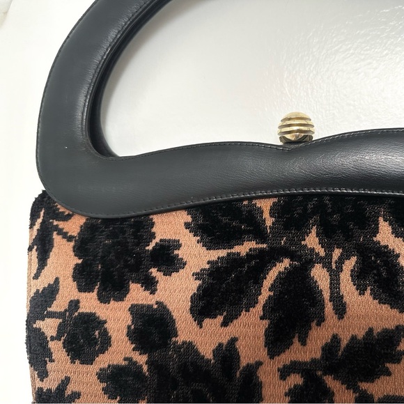 Vintage Tapestry Satchel Handbag in Brown & Black GUC - Picture 7 of 12